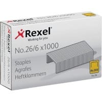 Agrafes RexelNo.56 26/6 R06131 Métal galvanisé Argenté 1 000 Agrafes