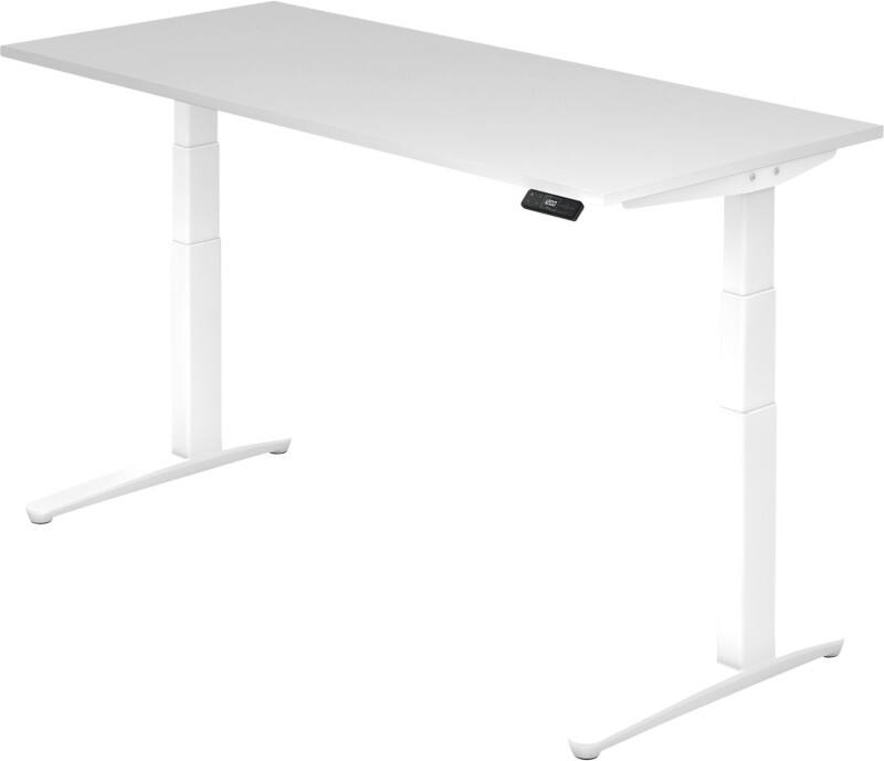 Hammerbacher XBHM VXBHM Elektrisch hoogteverstelbaar Zit-sta-bureau Rechthoekig Wit C-Voet 1.800 (B) x 800 (D) x 1.290 (H) mm Spaanplaat, Staal, Aluminium