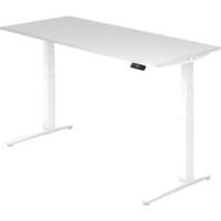 Bureau assis-debout Hammerbacher XBHM VXBHM Hauteur ajustable électriquement Rectangulaire Blanc C-Pied 1800 (L) x 800 (P) x 1290 (H) mm Acier, Aggloméré, Aluminium