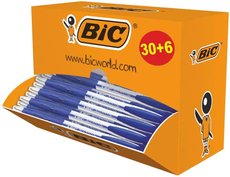 BIC Atlantis Classic Intrekbaar Balpen Blauw 0,4 mm Medium Balpen Navulbaar 36 Stuks