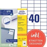 Étiquettes universelles Ultragrip AVERY Zweckform 3651-200 Adhésif A4 Blanc 52.5 x 29.7 mm 220 Feuilles de 40 Étiquettes