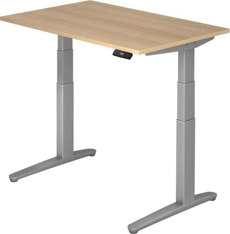 Hammerbacher XBHM VXBHM Elektrisch hoogteverstelbaar Zit-sta-bureau Rechthoekig Eiken C-Voet 1.200 (B) x 800 (D) x 1.290 (H) mm Spaanplaat, Staal, Aluminium