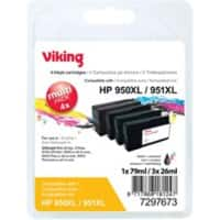 Cartouche jet d'encre Viking 950XL / 951XL Compatible HP 950XL, 951XL Noir, cyan, magenta, jaune C2P43AE 4 Unités