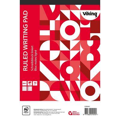 Viking Schrijfblok A4+ Gelinieerd Gelijmd Papier Wit Geperforeerd 100 Pagina's Pak 5