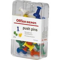 Office Depot Push Pin Punaises Rond Metaal, kunststof Kleurenassortiment Pak van 25 stuks