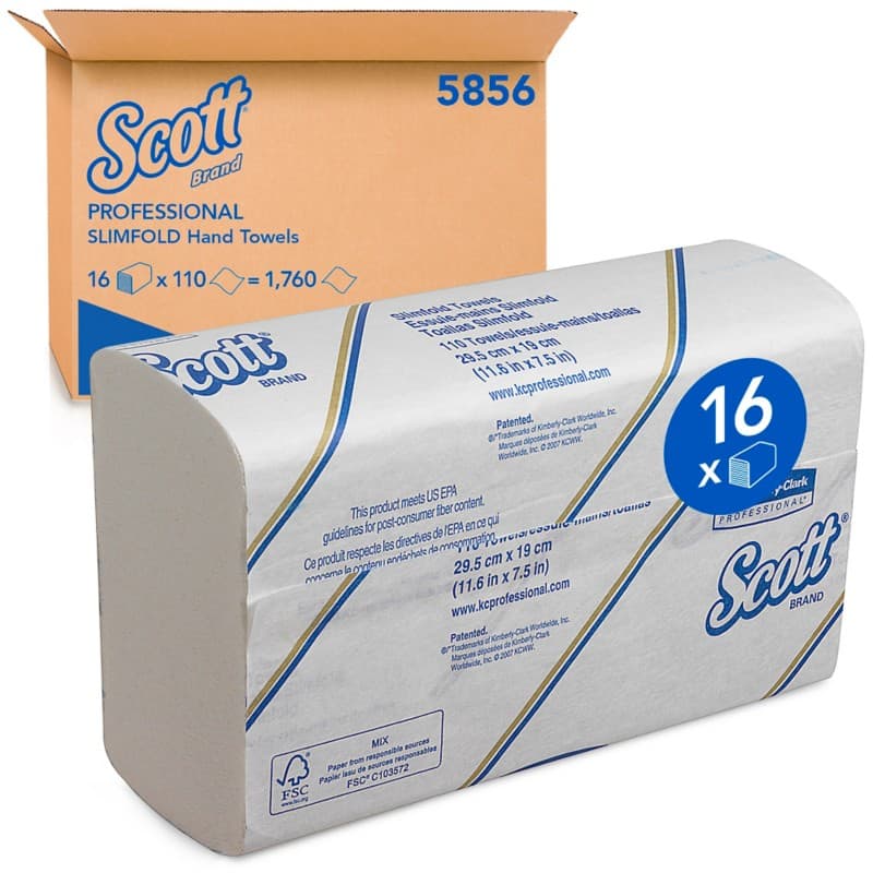 Scott Slimfold Papieren handdoeken Z-vouw Wit 1-laags 5856 12 Stuks à 147 Vellen