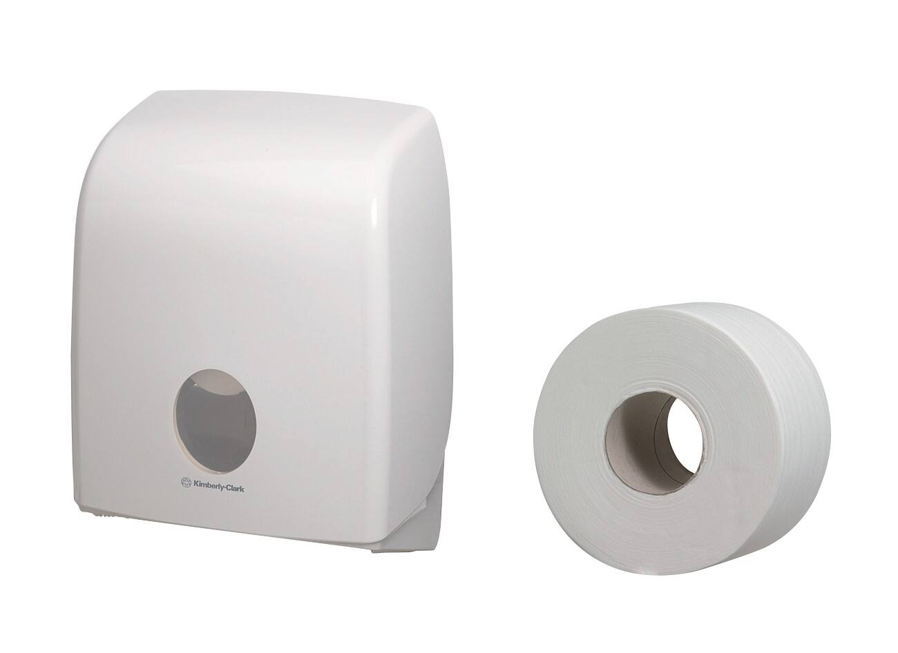 Ensemble distributeur de papier toilette et papier toilette Kleenex Ultra Papier, plastique Blanc 32,5 cm