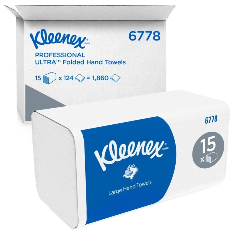 Kleenex Large Papieren handdoeken V-vouw Wit 2-laags 6778 15 Pakken à 124 Vellen