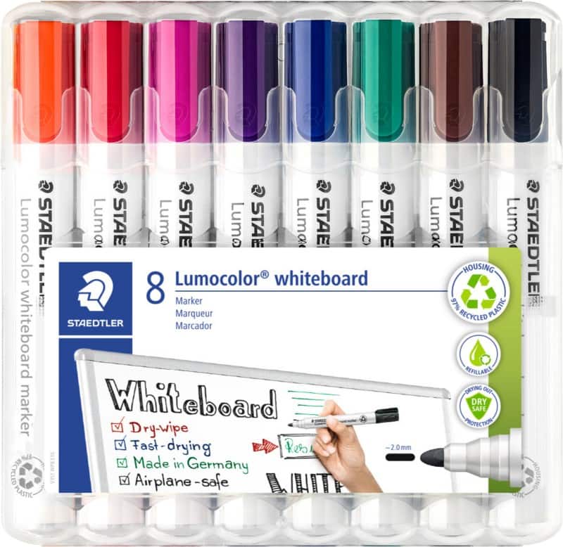 STAEDTLER Lumocolor 351  Whiteboard-marker Ronde punt 2 mm 8 Stuks