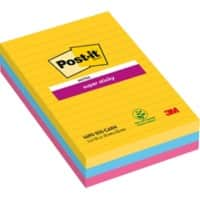 Notes Super Sticky Post-it Rio De Janeiro 101 x 152 mm Assortiment Rectangulaire Ligné 3 Blocs de 90 Feuilles