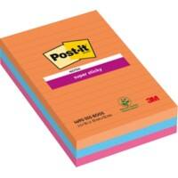 Notes Super Sticky Post-it Bangkok 101 x 152 mm Assortiment Rectangulaire Ligné 3 Blocs de 90 Feuilles