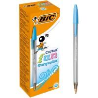 BIC Cristal Balpennen Turkoois Breed 0,6 mm Pak van 20 stuks