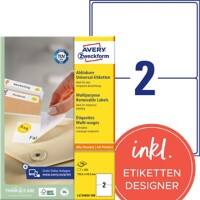 Étiquettes repositionnables AVERY Zweckform L4734REV-100 Stick & Lift Blanc A4 199,6 x 143,5 mm 100 Feuilles de 2 Étiquettes