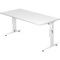 Bureau Hammerbacher O-Serie Hauteur ajustable Rectangulaire Mélaminé Blanc 4 pieds 1600 x 800 x 680 mm