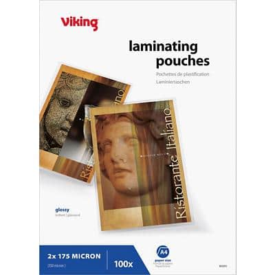 Viking Lamineerhoes A4 Glanzend 175 micron (2 x 175) Transparant 100 Stuks