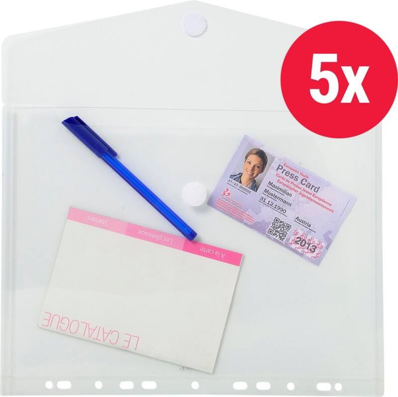 Exacompta Showtassen A4 Transparant 200 micron PP (Polypropeen) Zijkant met klep 5 Stuks