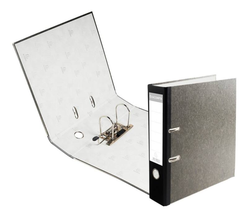 Exacompta Prem Touch Breed Classeur A4 80 mm Zwart 2 Ringen Karton Wolkenmarmer Staand Gerecycled