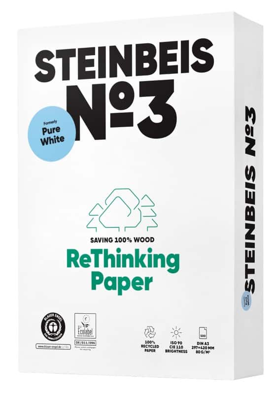 Papier imprimante Steinbeis Pure No.3 A3 100% Recyclé 80 g/m² Lisse Blanc 500 Feuilles