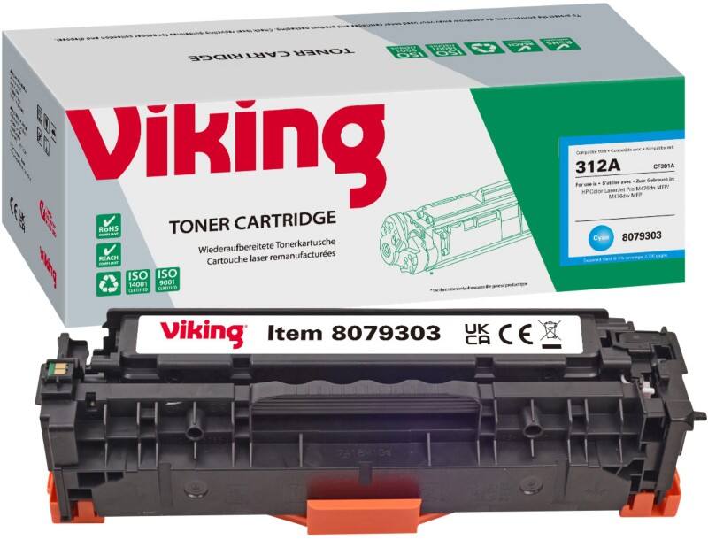 Viking 312A compatibele HP tonercartridge CF381A cyaan