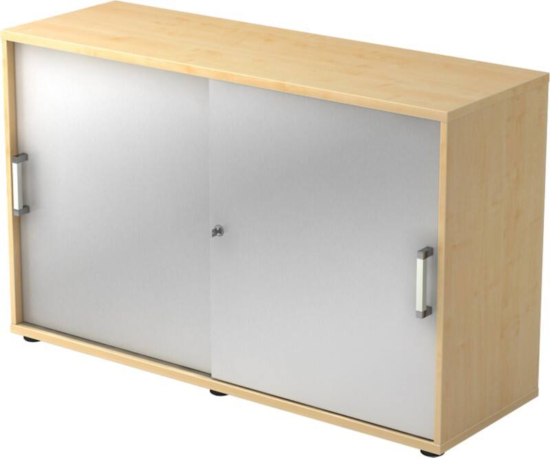 Armoire à portes coulissantes Hammerbacher Aggloméré 1 Étagère Verrouillable 1200 x 400 x 748 mm Érable Argenté, brun