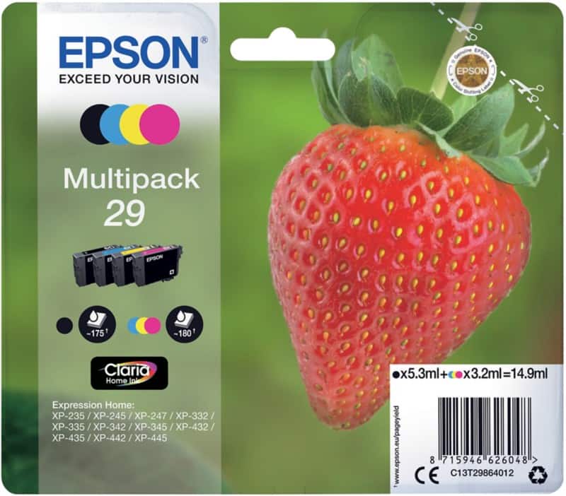 Cartouche jet d'encre Epson 29 D'origine C13T29864012 Cyan, jaune, magenta, noir Multipack 4 Unités