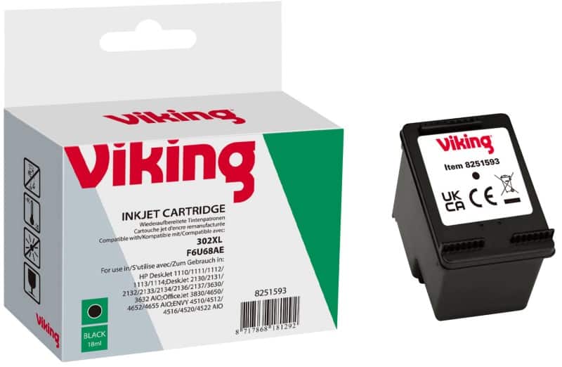 Viking 302XL compatibele HP inktcartridge F6U68AE zwart