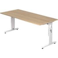 Hammerbacher Bureau VOS19/E/W Eiken, wit 1.800 x 800 x 650 mm