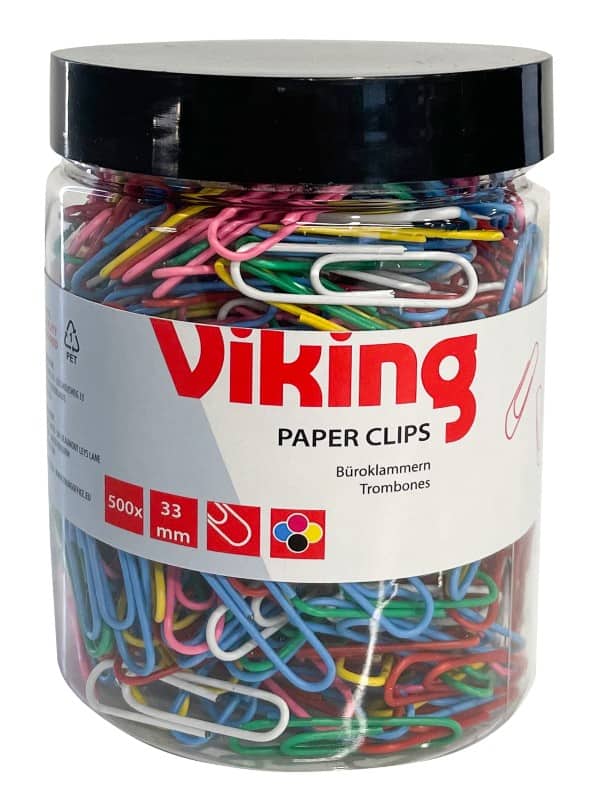 Viking Papierclips Rond 33 mm Assorti Metaal, plastic 500 Stuks