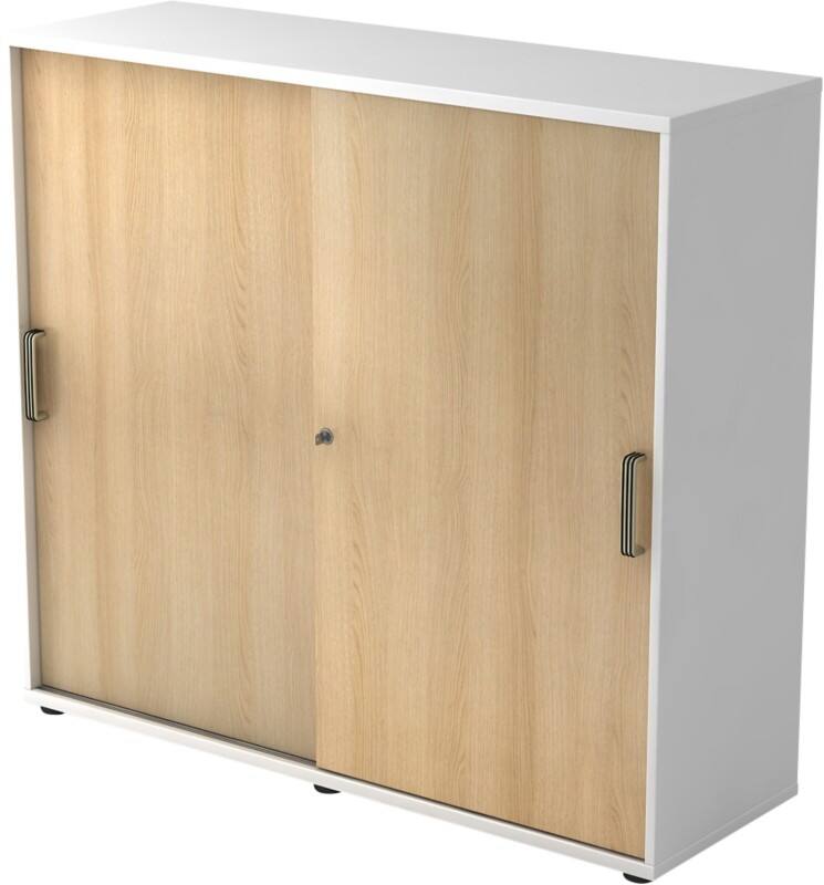 Armoire à portes coulissantes Hammerbacher Aggloméré 2 Étagères Verrouillable 1200 x 400 x 1100 mm Blanc, Brun