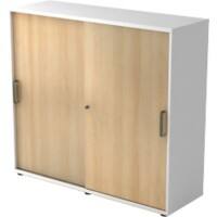 Armoire à portes coulissantes Hammerbacher 3 étagères Blanc Chêne 1200 x 400 x 1100 mm