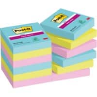 Post-it Miami Super Sticky Notes 47,6 x 47,6 mm Kleurenassortiment Vierkant Blanco 12 blokken à 90 Vellen