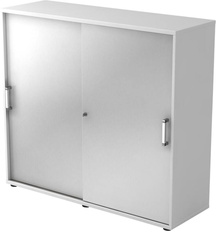 Armoire à portes coulissantes Hammerbacher Aggloméré 2 Étagères Verrouillable 1200 x 400 x 1100 mm Argenté, blanc
