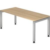 Hammerbacher J series Bureau In hoogte verstelbaar Rechthoekig Hout Eiken, zilver 4 poten 1.800 x 680 mm