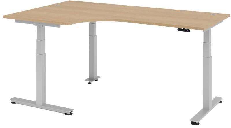 Bureau assis-debout Hammerbacher XDSM VXDSM Hauteur ajustable électriquement Forme libre Chêne T-Pied 2000 (L) x 1200 (P) x 1270 (H) mm Acier, Aggloméré