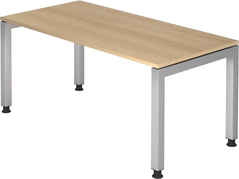 Bureau Hammerbacher J Series VJS Hauteur ajustable Rectangulaire Chêne 4 pieds métalliques 1600 (L) x 800 (P) x 760 (H) mm Acier, Aggloméré