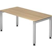 Hammerbacher J series Bureau In hoogte verstelbaar Rechthoekig Hout Eiken, zilver 4 poten 1.600 x 680 mm