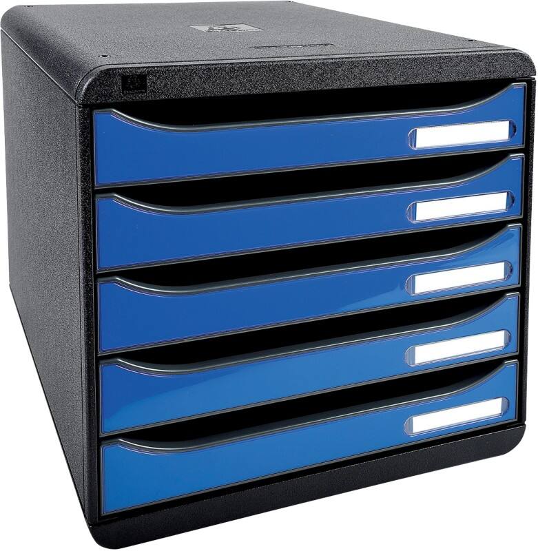 Exacompta Big-Box Ladenkastje 5 lades Big Box Plus Zwart, blauw A4 Polystyreen 27,8 x 34,7 x 27,1 cm
