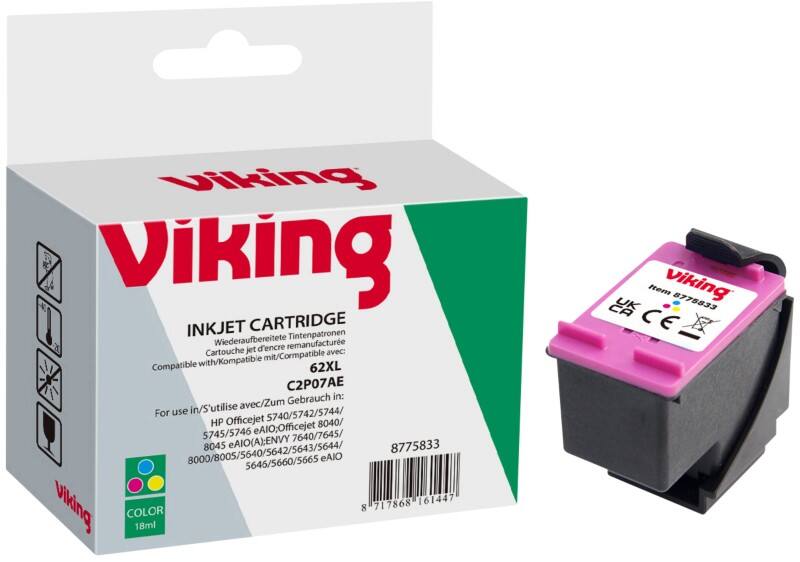 Viking 62XL compatibele HP inktcartridge C2P07AE cyaan, geel, magenta