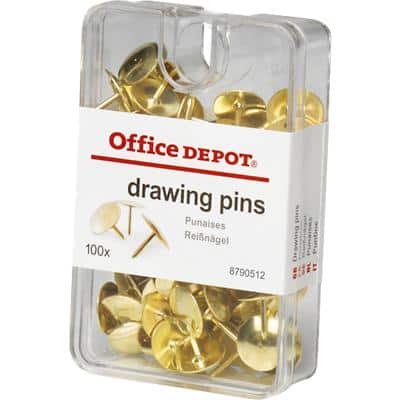 Office Depot Punaises Plat Metaal, koper Goud Pak van 100 stuks