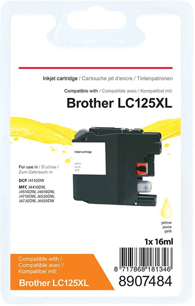 Cartouche jet d'encre Office Depot Compatible Brother LC125XL Jaune