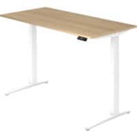 Hammerbacher XBHM VXBHM Elektrisch hoogteverstelbaar Zit-sta-bureau Rechthoekig Eiken C-Voet 1.600 (B) x 800 (D) x 1.290 (H) mm Spaanplaat, Staal, Aluminium