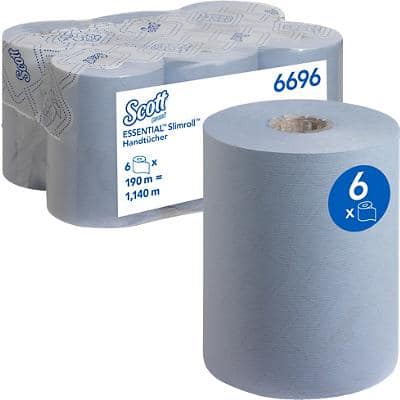 Scott Essential Slimroll Handdoeken Rol Blauw 1-laags 6696 6 Rollen à 190 m