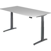 Hammerbacher XBHM VXBHM Elektrisch hoogteverstelbaar Zit-sta-bureau Rechthoekig Grijs C-Voet 2.000 (B) x 1.000 (D) x 1.290 (H) mm Spaanplaat, Staal, Aluminium