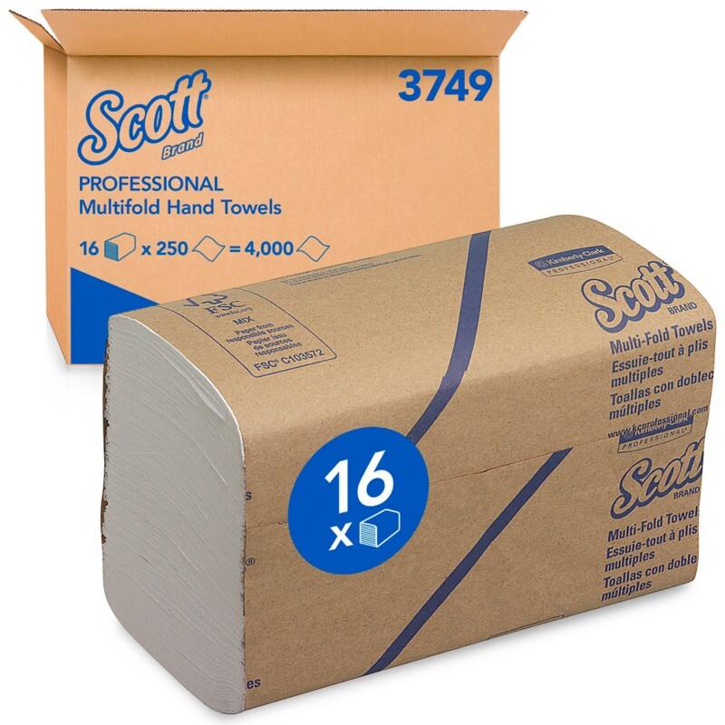 Scott PROFESSIONAL Papieren handdoeken Multifold M-vouw Wit 1-laags 3749 16 Stuks à 250 Vellen