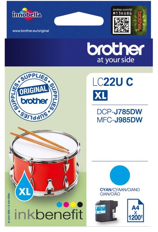 Cartouche jet d'encre Brother D'origine LC22UC Cyan