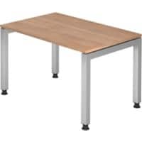 Hammerbacher J series Bureau In hoogte verstelbaar Rechthoekig Hout Walnoot, zilver 4 poten 1.200 x 680 mm